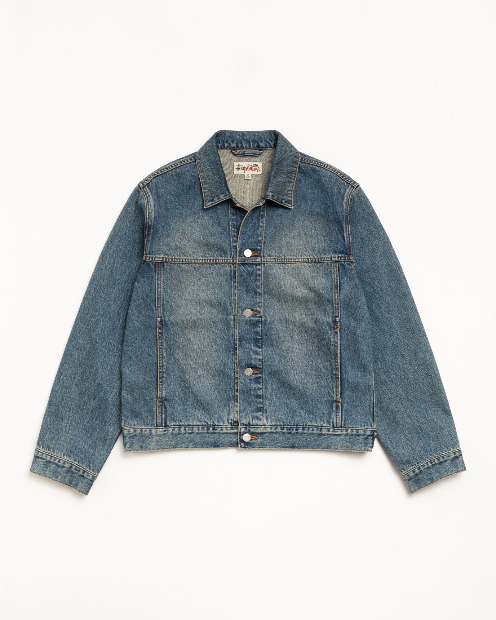 SATUR 韓国 Denim Trucker Jacket Trucker Jacket Denim – Vintage Mid Wash | Outerwear | Stüssy Korea