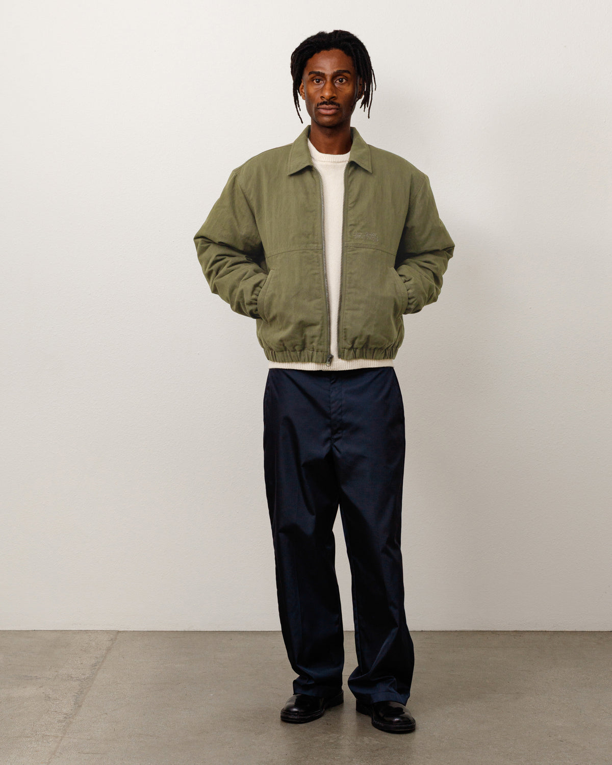 Nyco Collared Work Jacket Unisex Long Sleeve In Green