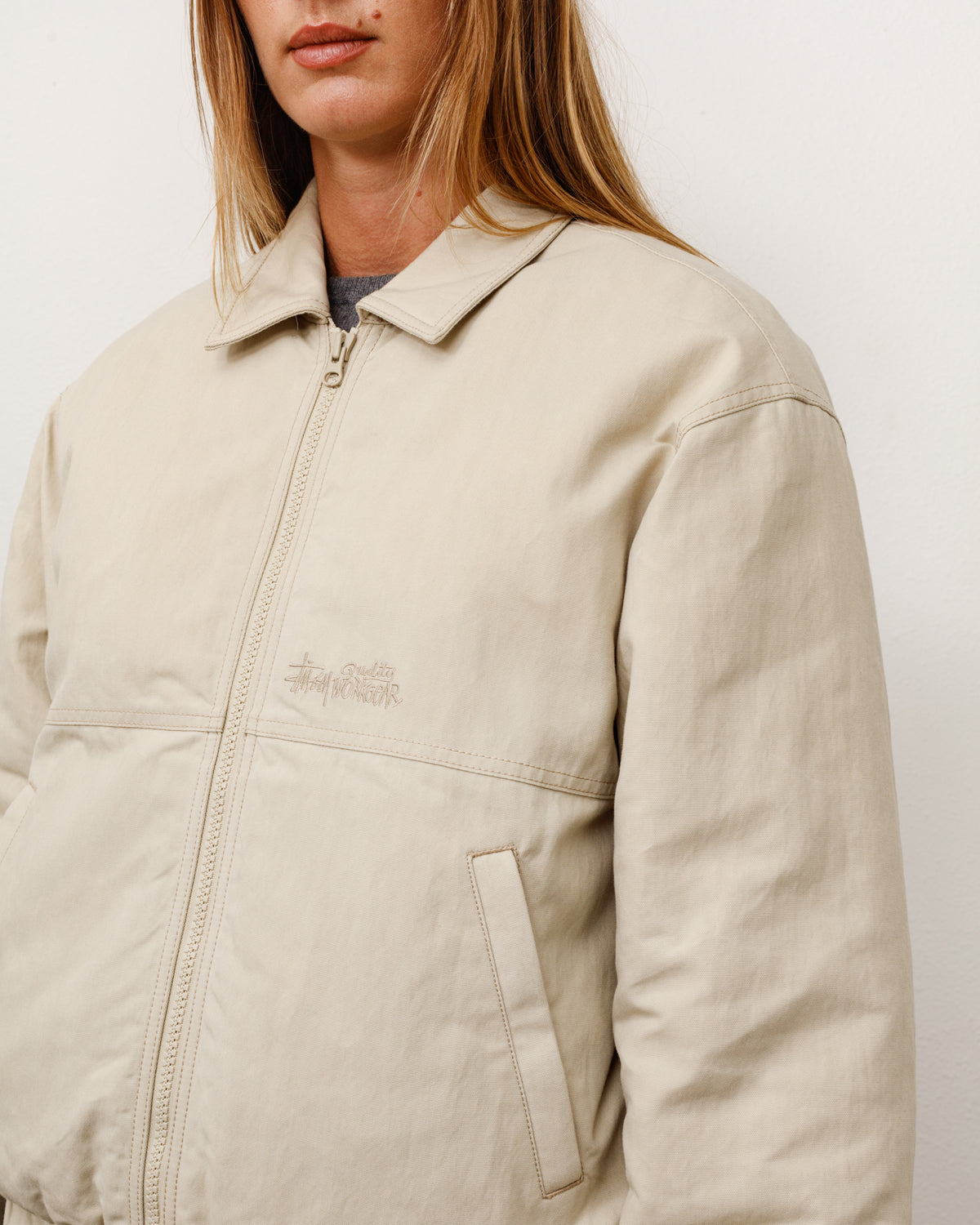 Nyco Collared Work Jacket Unisex Long Sleeve In Sand