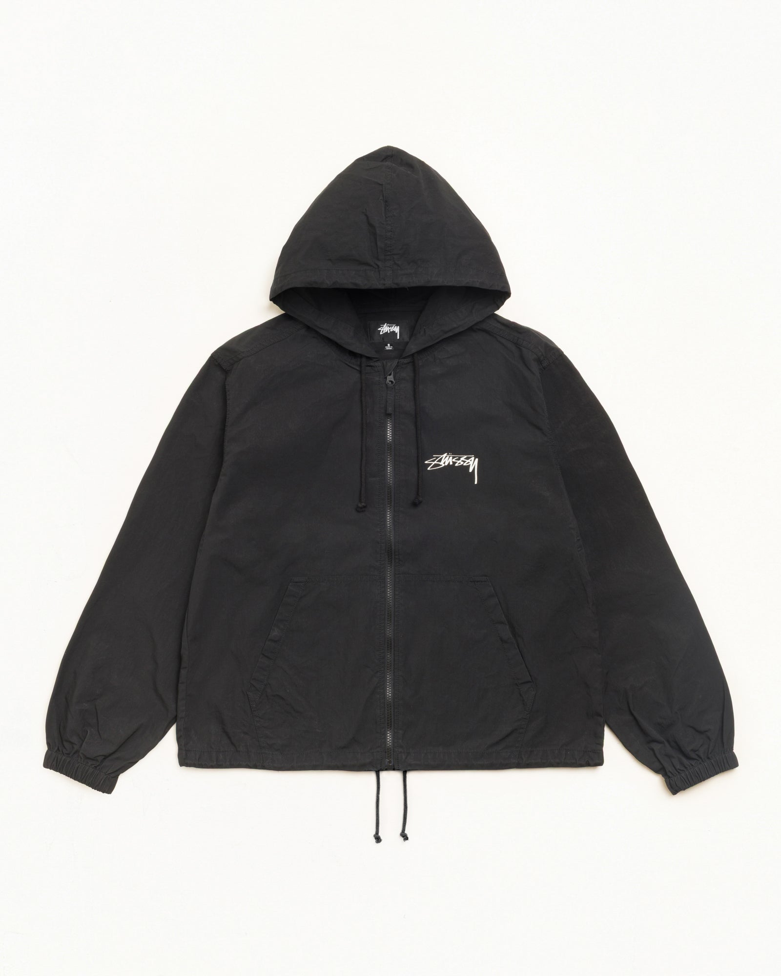 Stüssy 왁스드 코튼 비치 쉘 재킷 블랙, 유니섹스