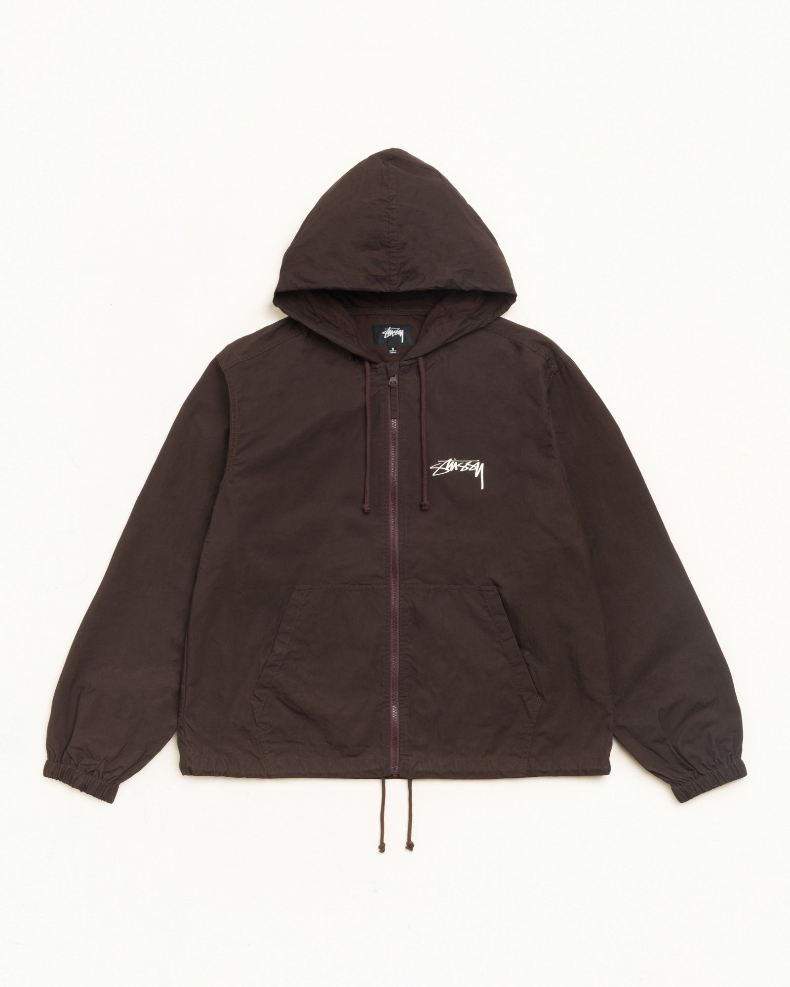 Stüssy 왁스 처리 코튼 비치 셸 재킷 브라운, 유니섹스