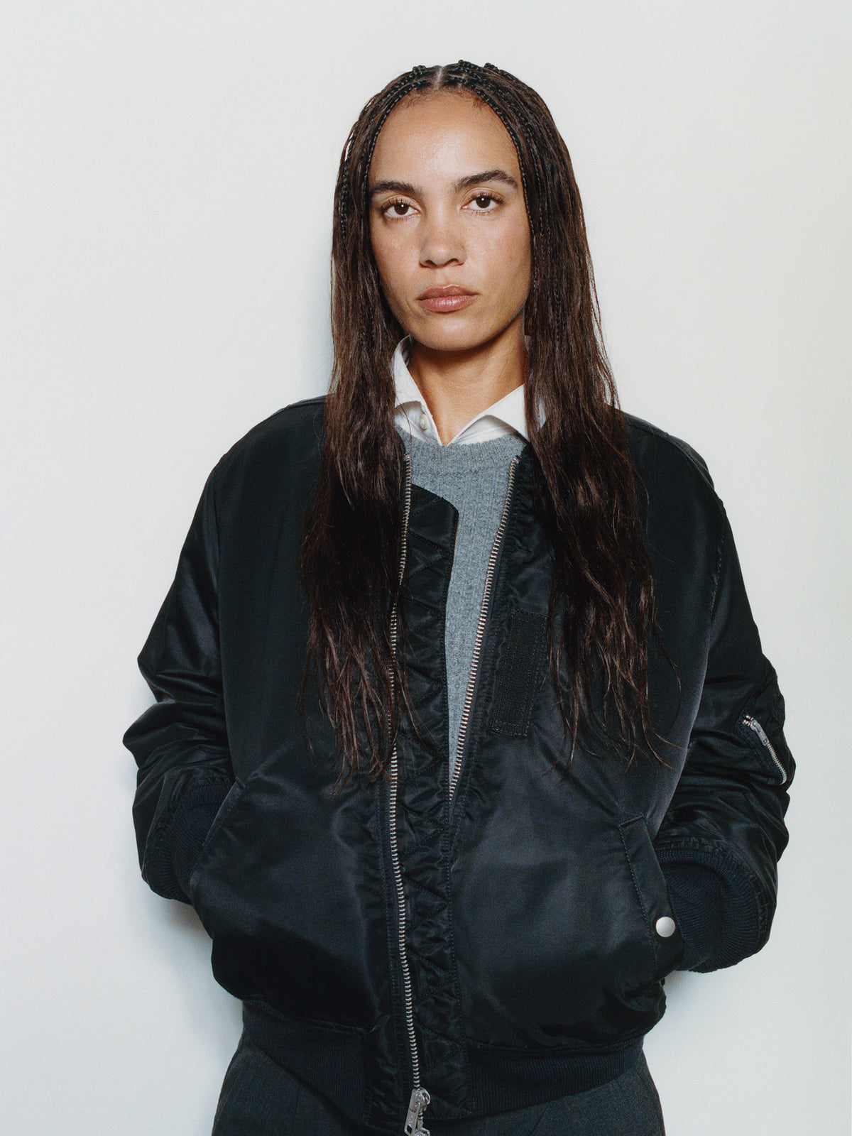 Ma-1 Bomber Unisex Long Sleeve In Black