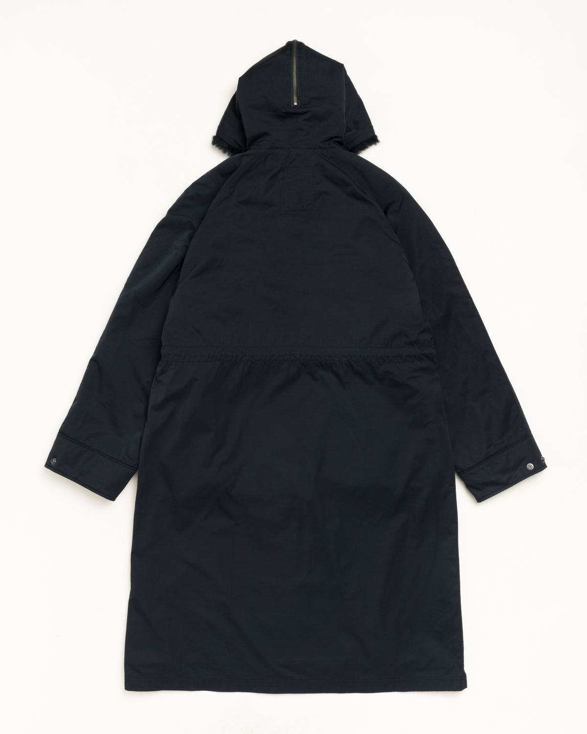 Fur Hood Long Parka Unisex Long Sleeve In Black