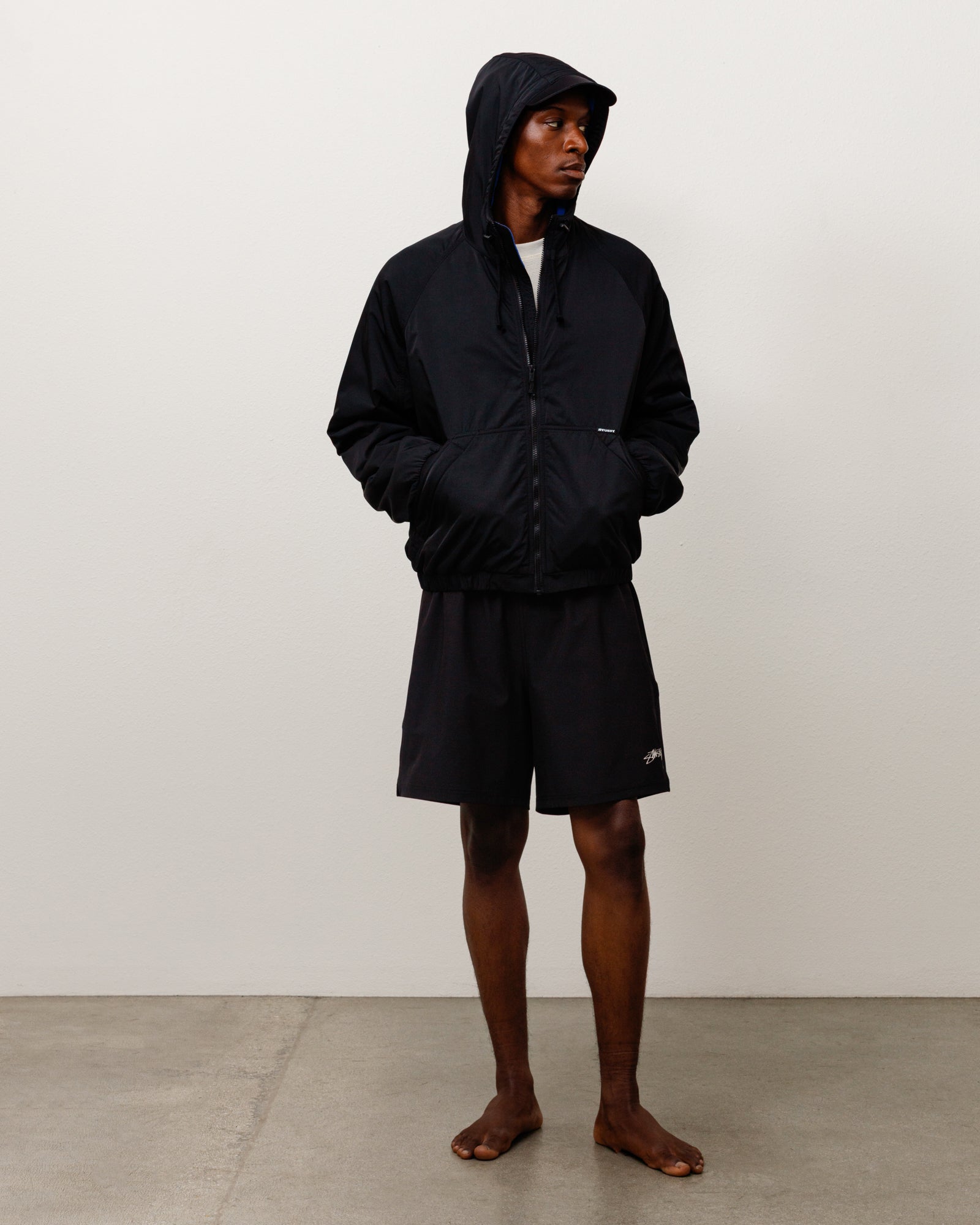 Coastline Hooded Jacket Unisex Long Sleeve In Black
