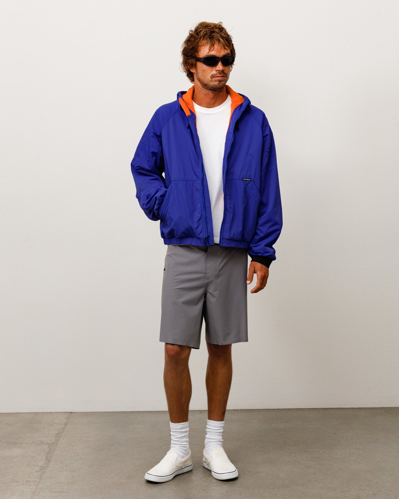 Coastline Hooded Jacket Unisex Long Sleeve In Iris