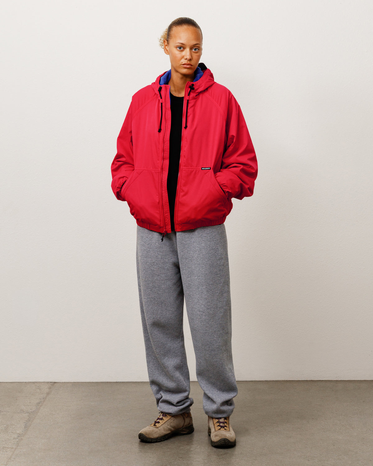 Coastline Hooded Jacket Unisex Long Sleeve In Red
