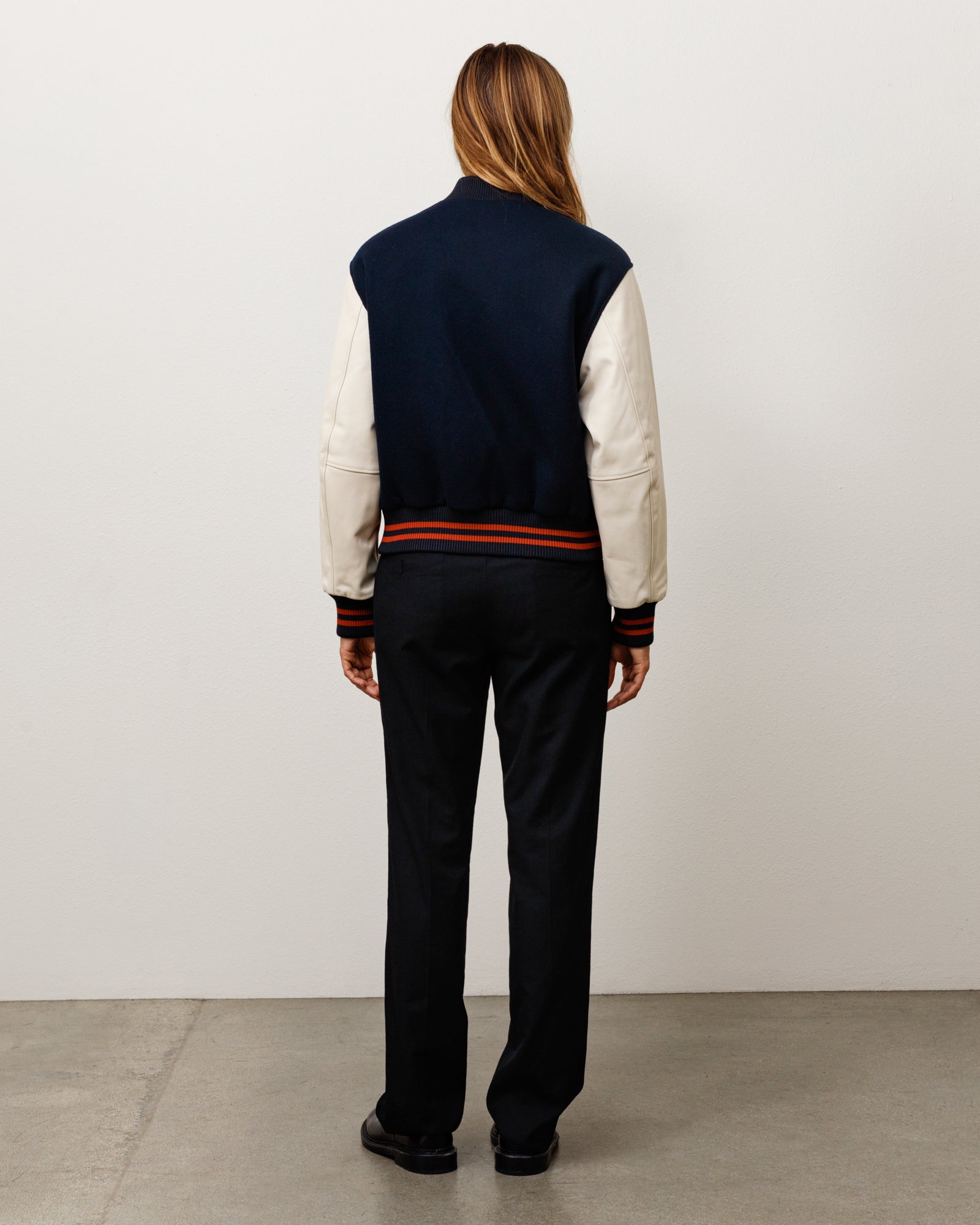 Wool Varsity Unisex Long Sleeve In Navy