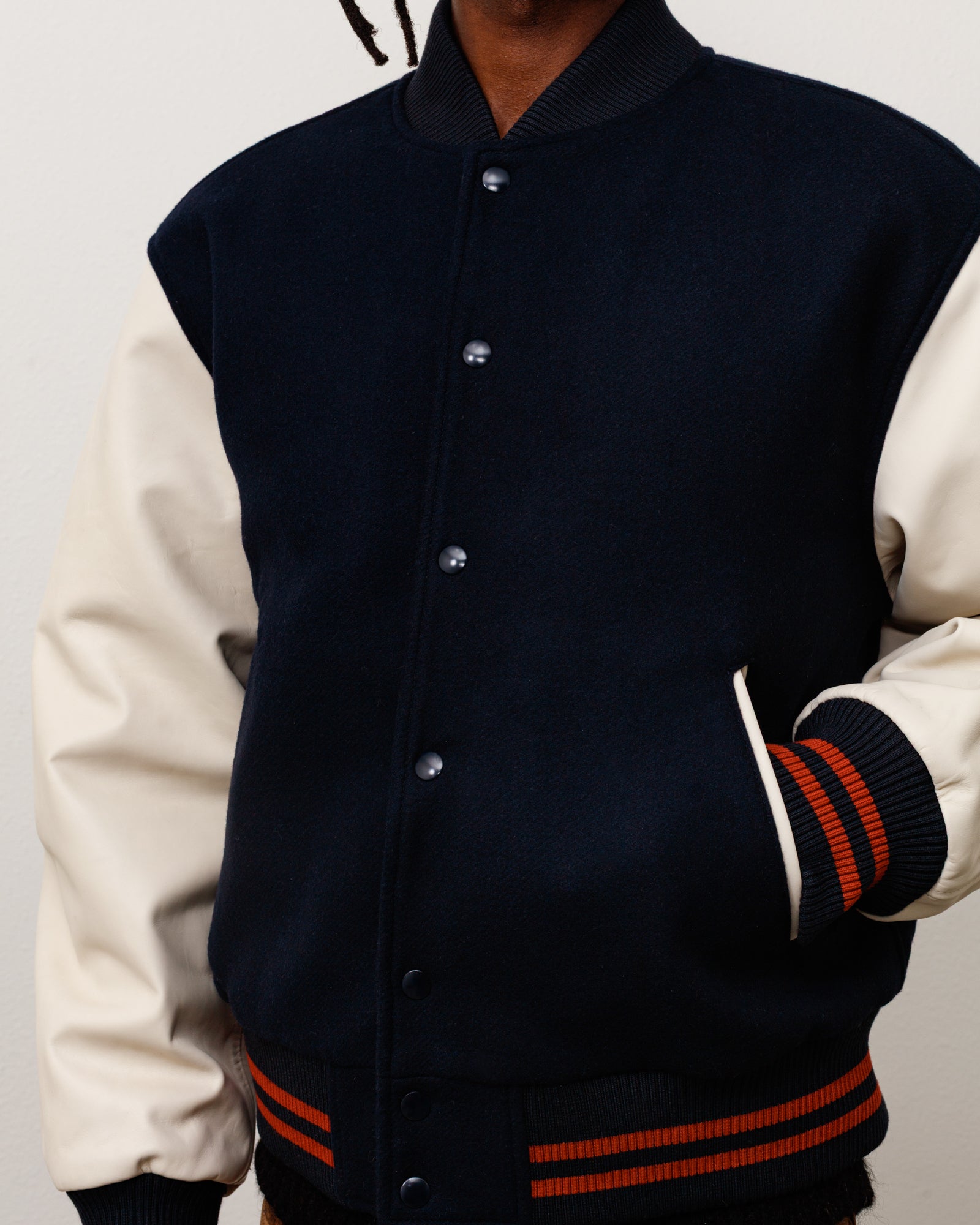 Wool Varsity Unisex Long Sleeve In Navy
