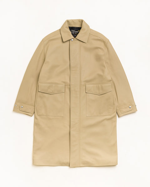 Leather Duster Unisex Long Sleeve In Sand
