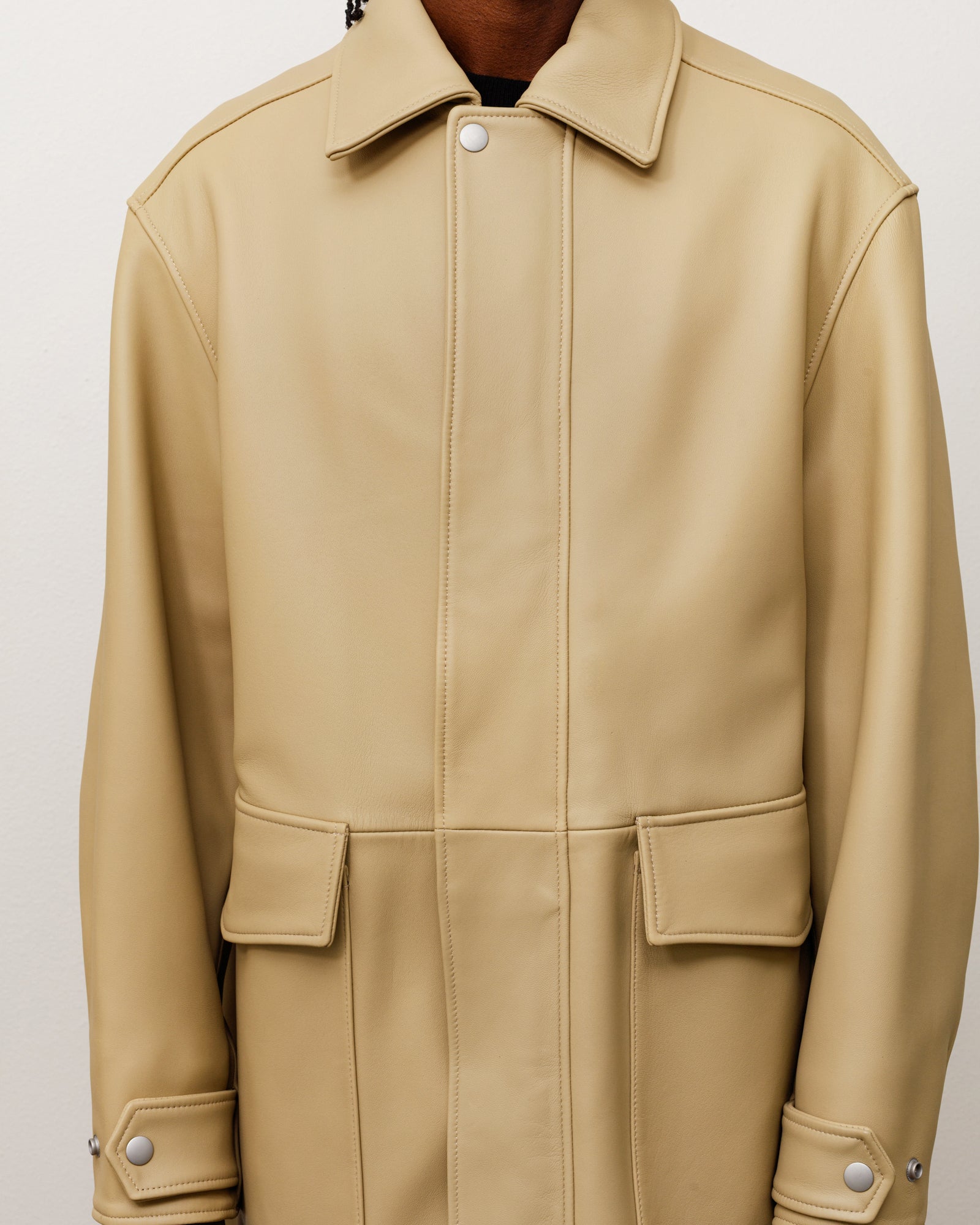 Leather Duster Unisex Long Sleeve In Sand