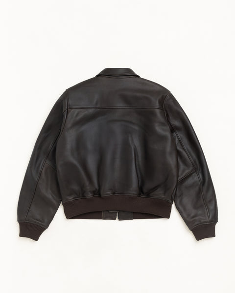 Fur Lined Flight Jacket Unisex Long Sleeve In Brown