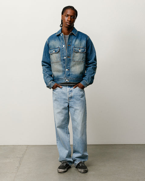 Stüssy 데님 트러커 재킷, 다크 워시 인디고 색상, 유니섹스 제품