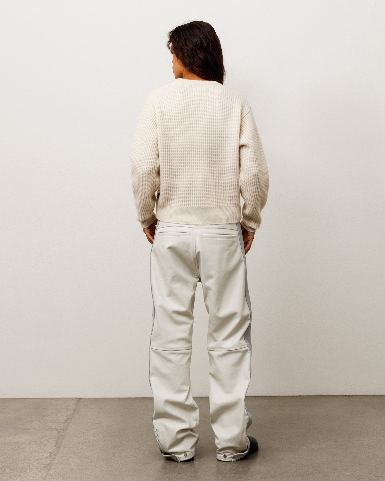 Leather Moto Pants Unisex Regular In Bone