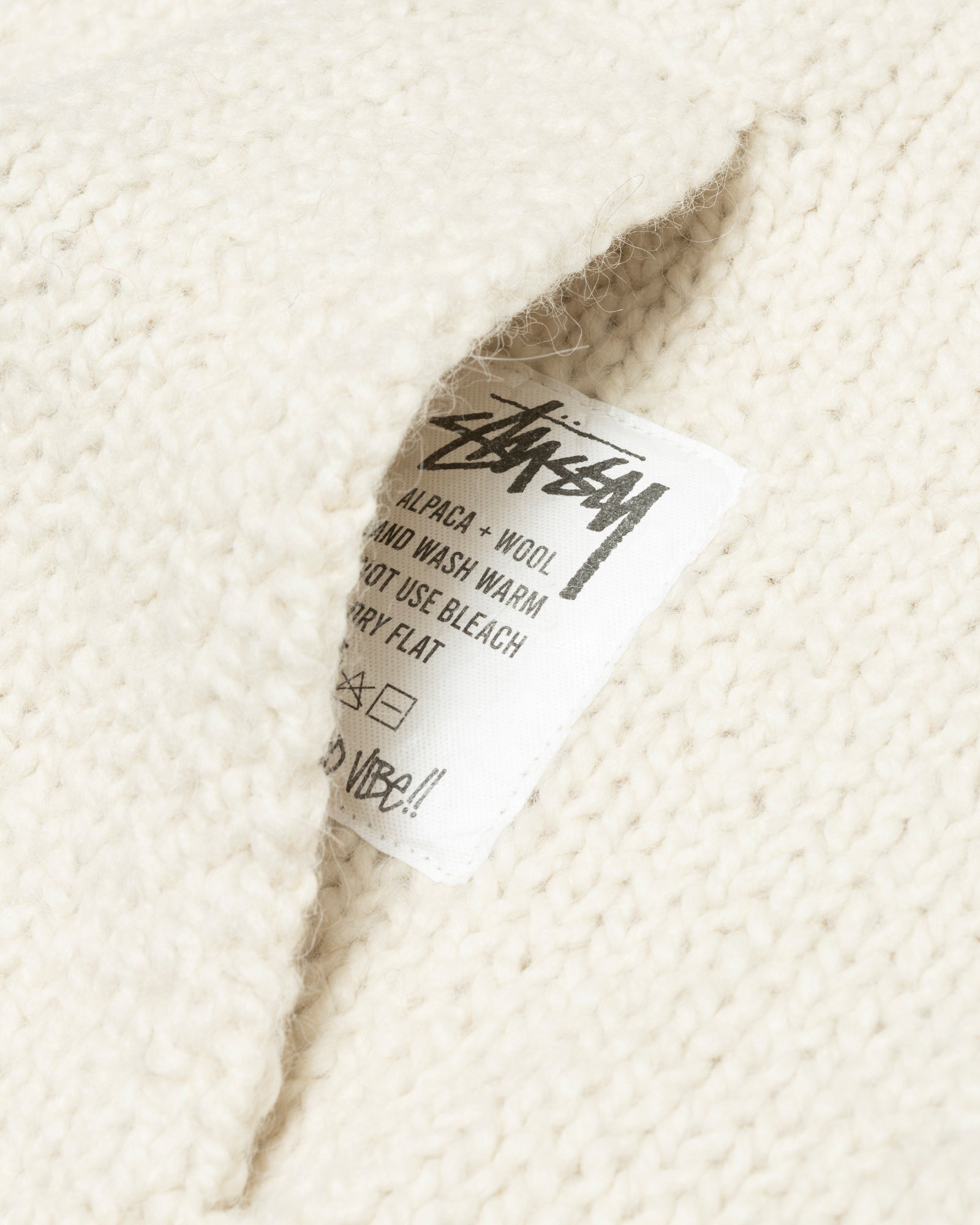 Stüssy Chunky Knit Zip Hoodie Ivory Knit