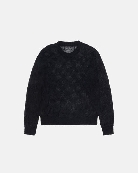 Stüssy Loose Knit Cross Cable Sweater Black Knits