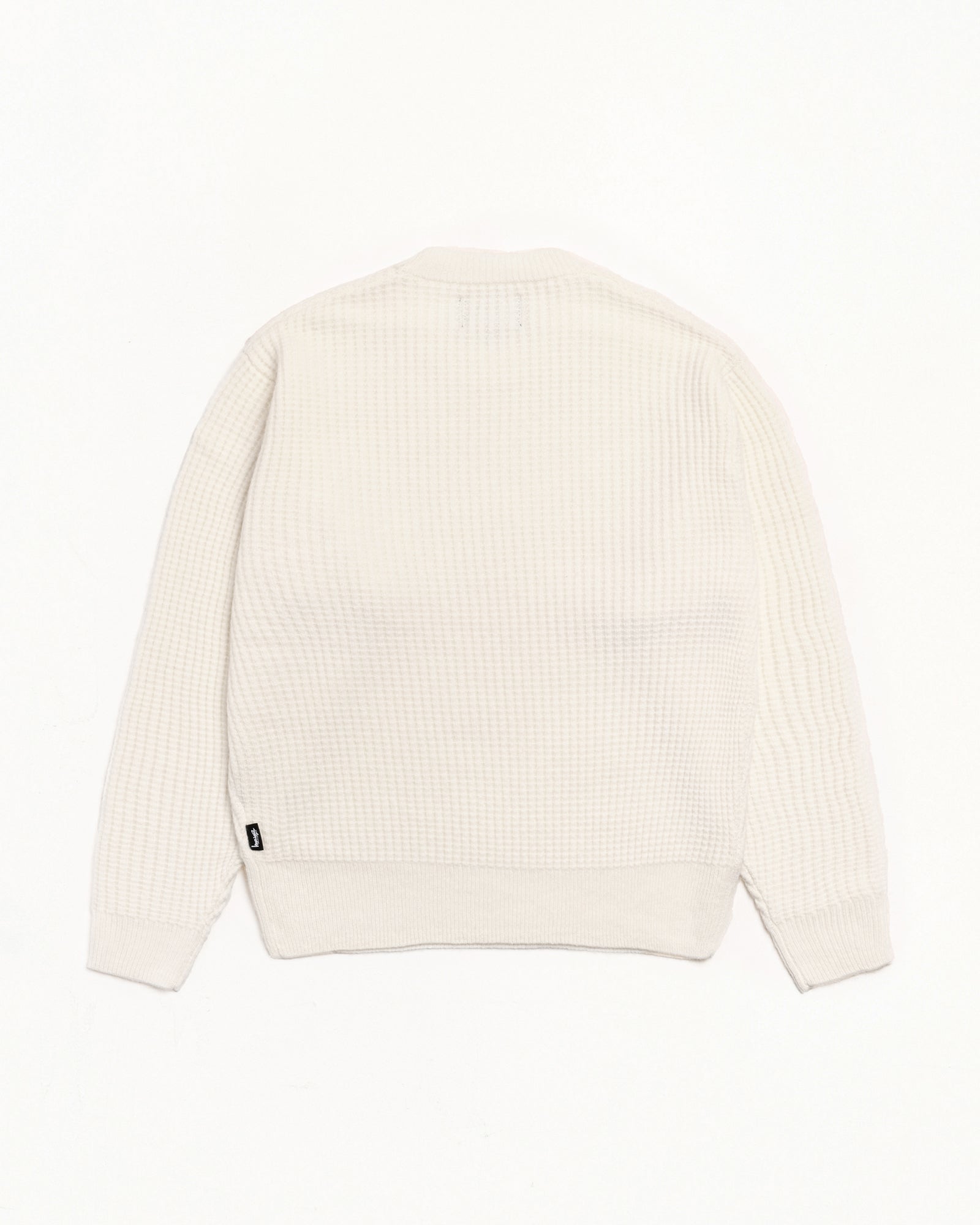 Waffle Cashmere Sweater Mens Long Sleeve In Ivory
