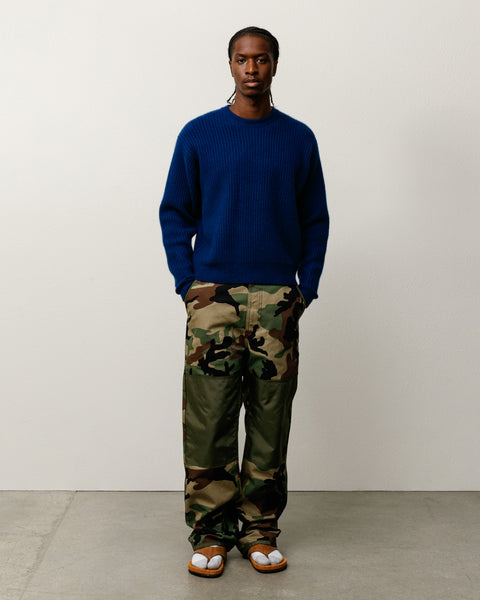 Waffle Cashmere Sweater Mens Long Sleeve In Navy