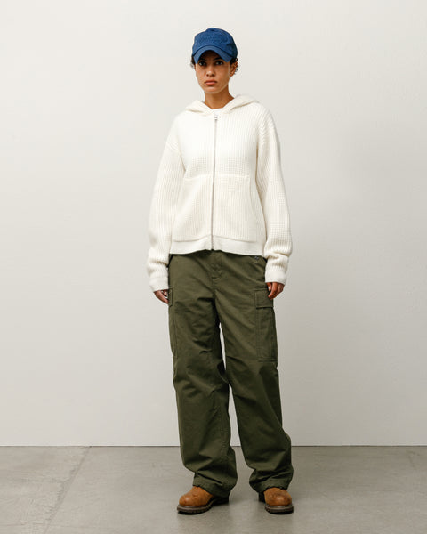 Waffle Cashmere Zip Hood Mens Long Sleeve In Ivory