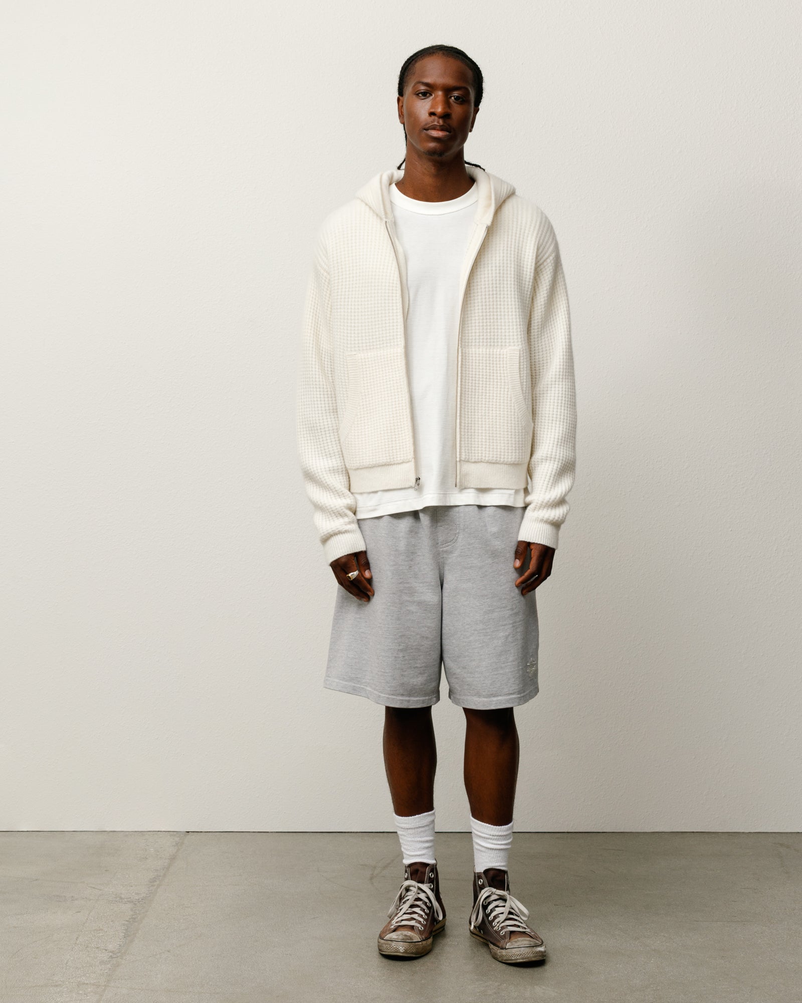 Waffle Cashmere Zip Hoodie – Ivory | Sweaters & Knits | Stüssy Korea