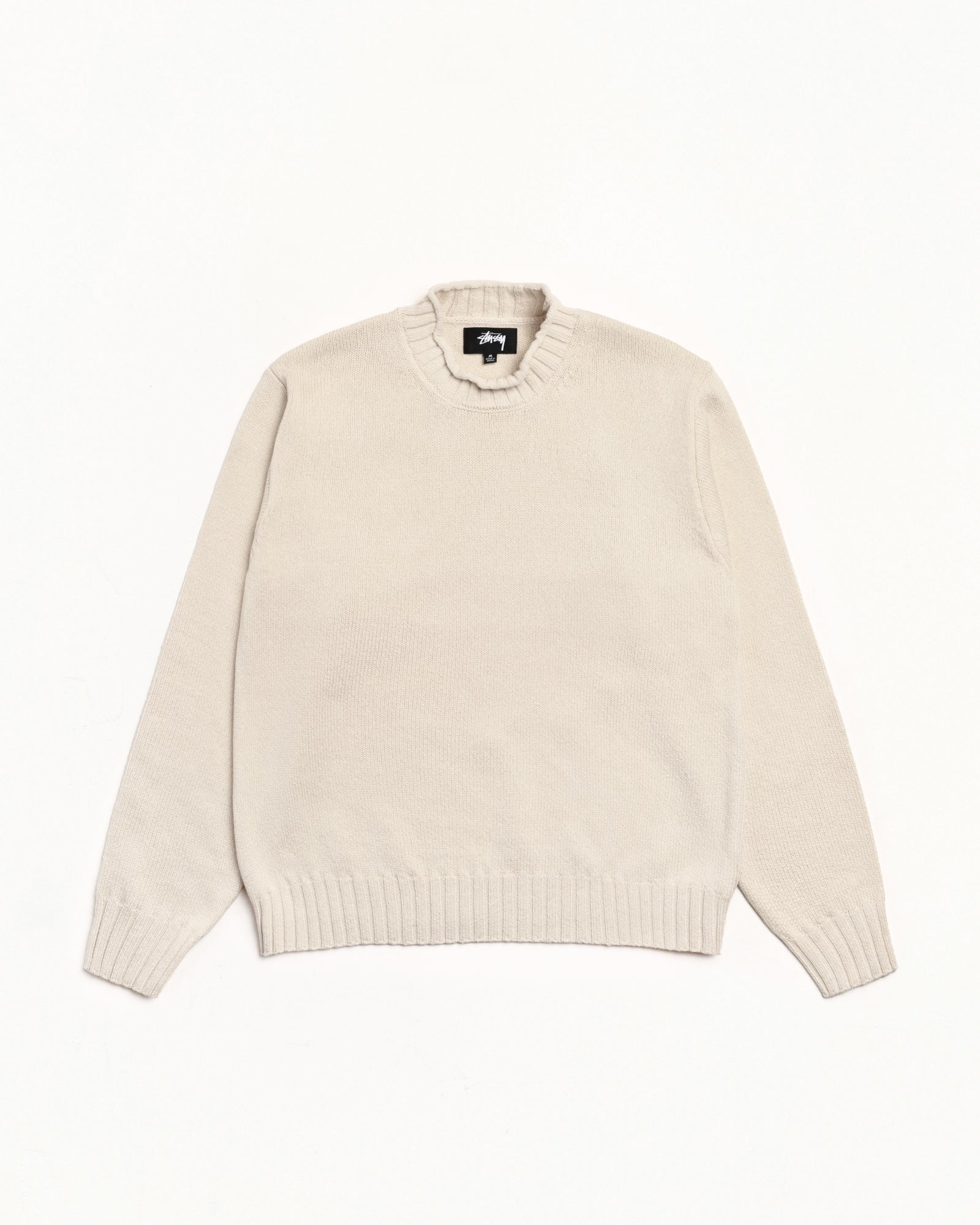 Tonal Mock Neck Sweater Mens Long Sleeve In Natural