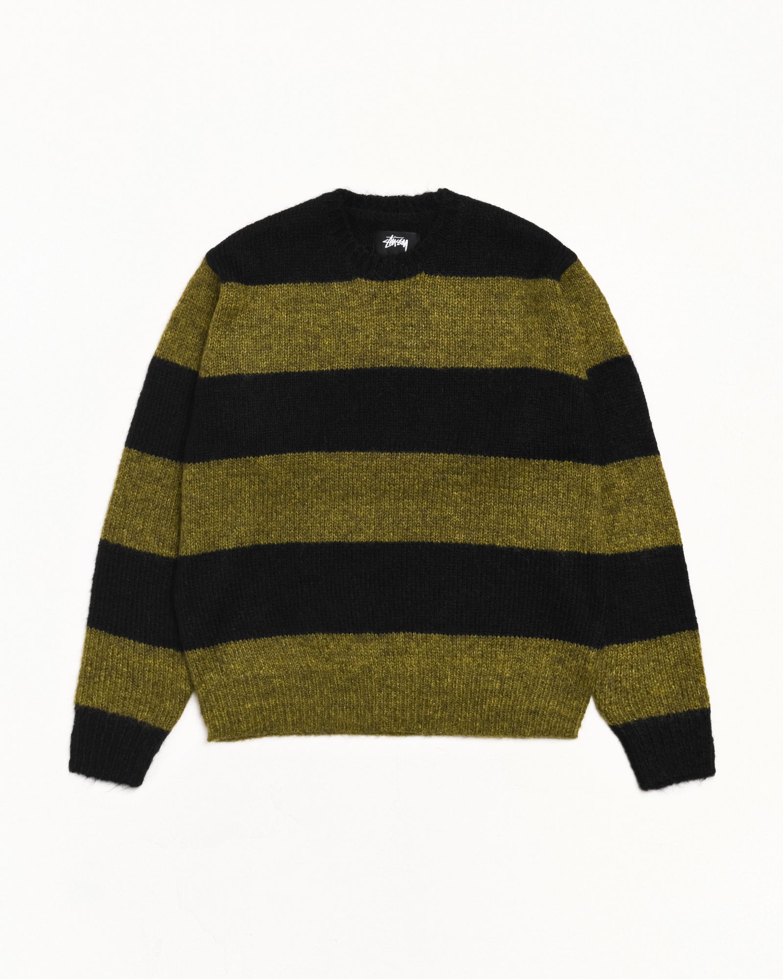 Big Stripe Crew Mens Long Sleeve In Dark Olive