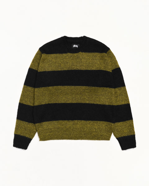 Big Stripe Crew – Dark Olive | Sweaters & Knits | Stüssy Korea