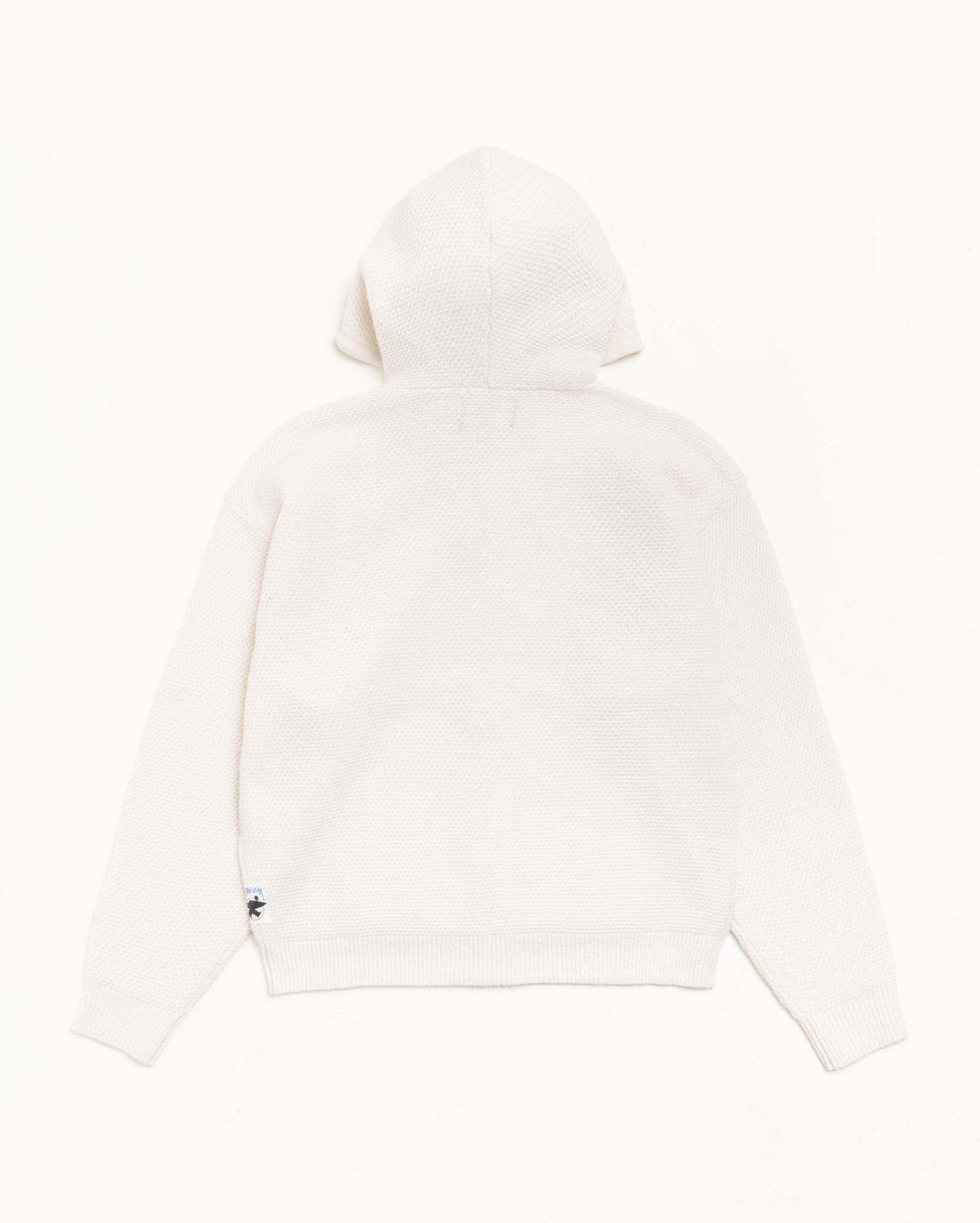 Textured Zip Hooded Sweater Mens Long Sleeve In Bone