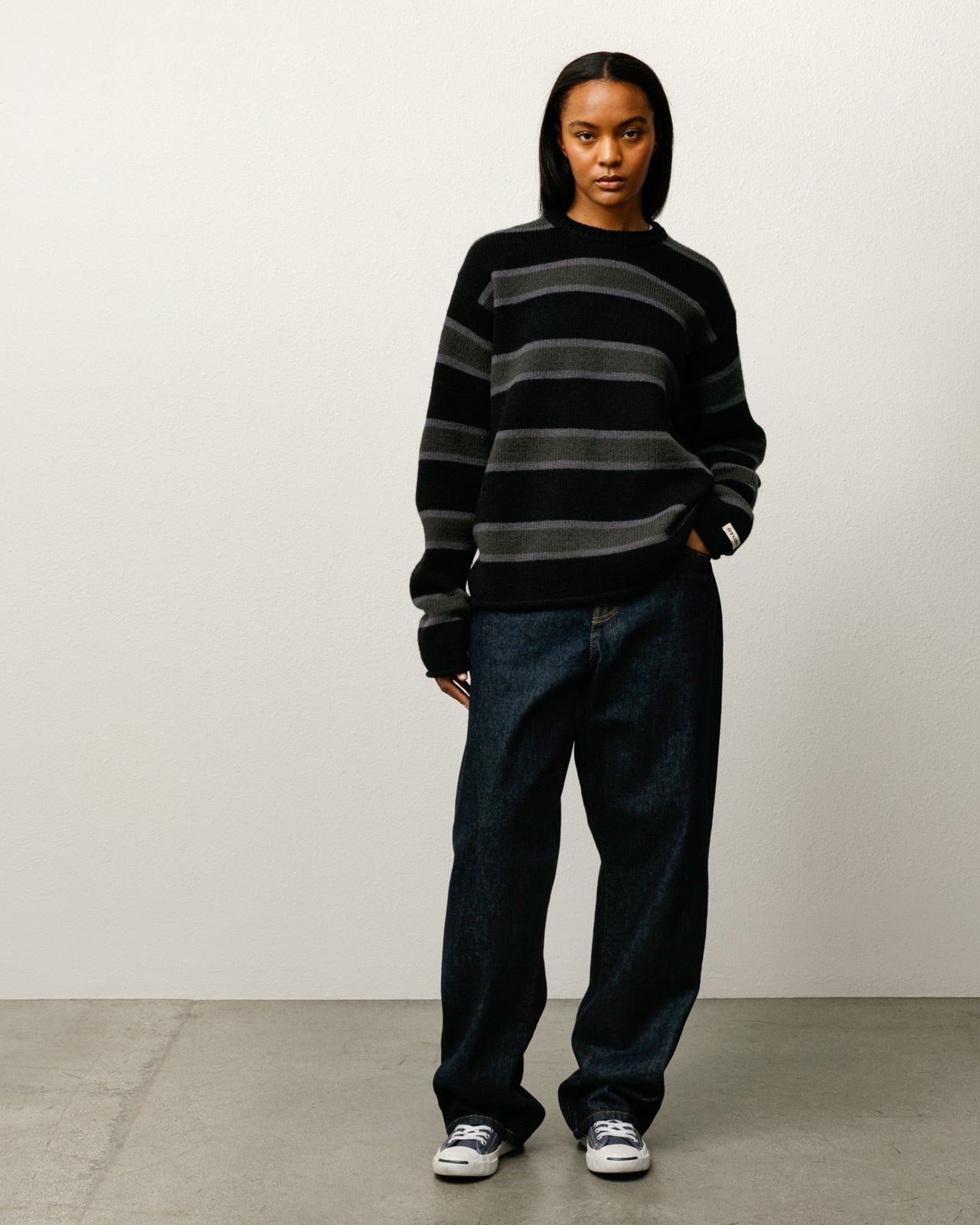 STUSSY Cable Summer Polo Knit サイズL Striped Wool Sweater – Black | Tops & Knits | Stüssy Korea