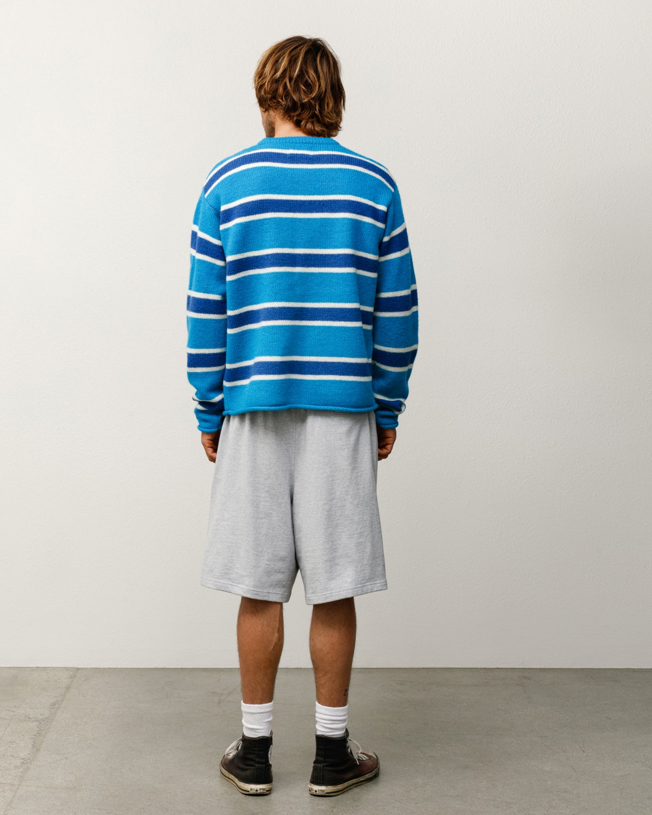 Striped Wool Sweater Mens Long Sleeve In Blue