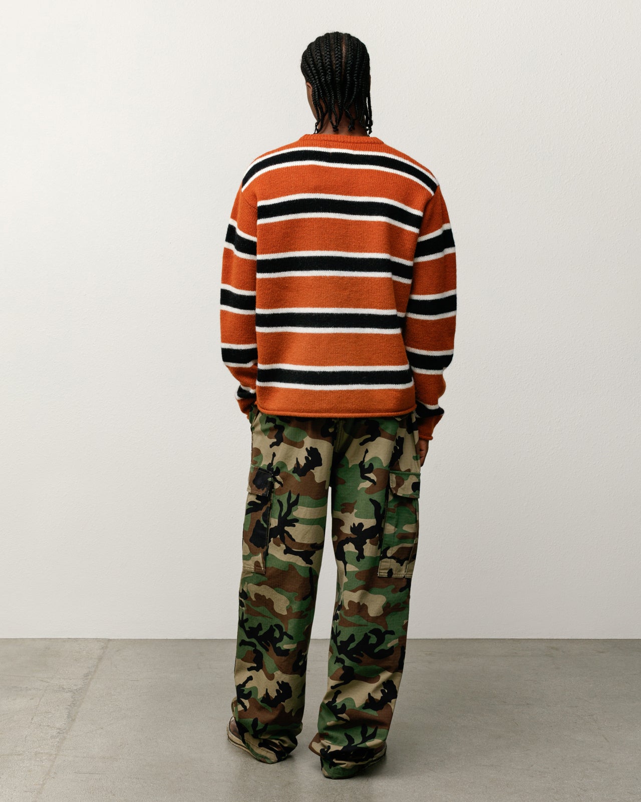 Striped Wool Sweater Mens Long Sleeve In Umber