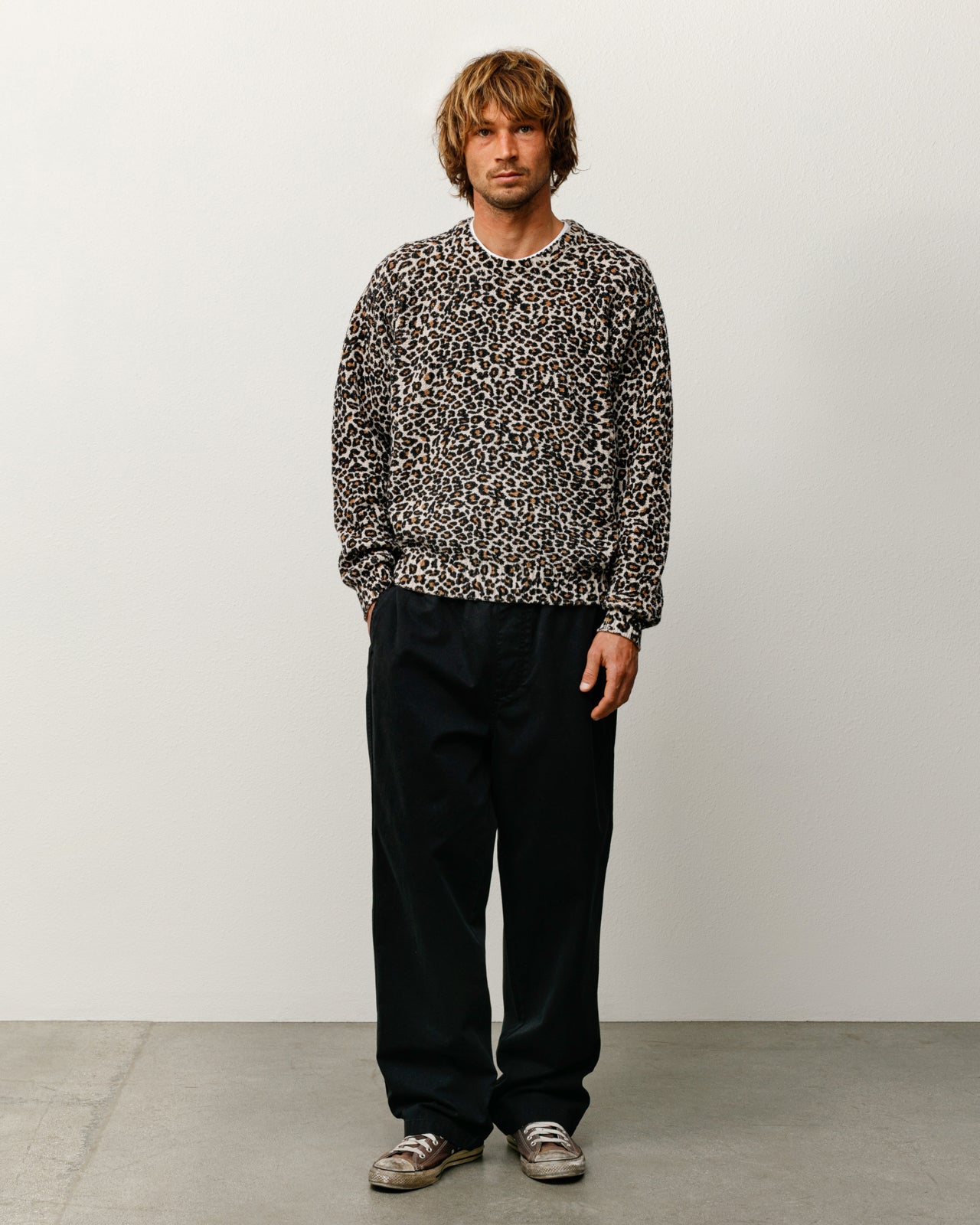 Leopard Sweater Mens Long Sleeve In Leopard
