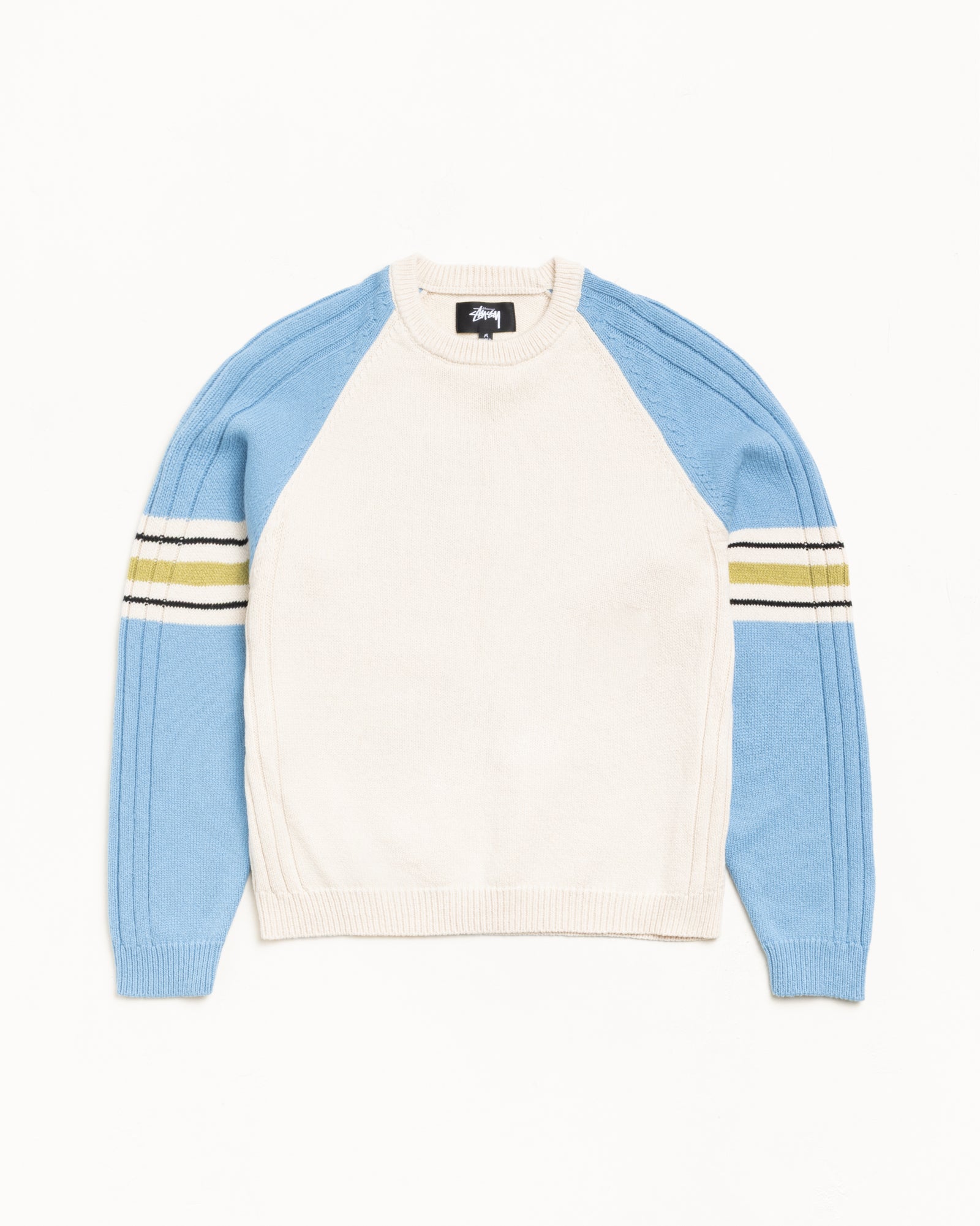 Stripe Raglan Crew Mens Long Sleeve In Blue