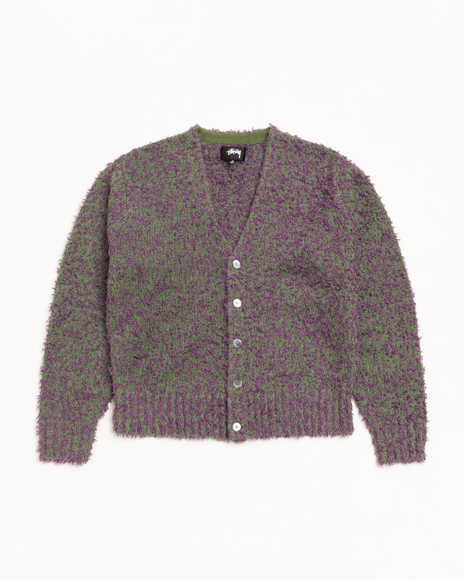 Textured Cardigan Mens Long Sleeve In Purple/green