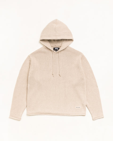 Beach Hooded Sweater Unisex Long Sleeve In Oatmeal