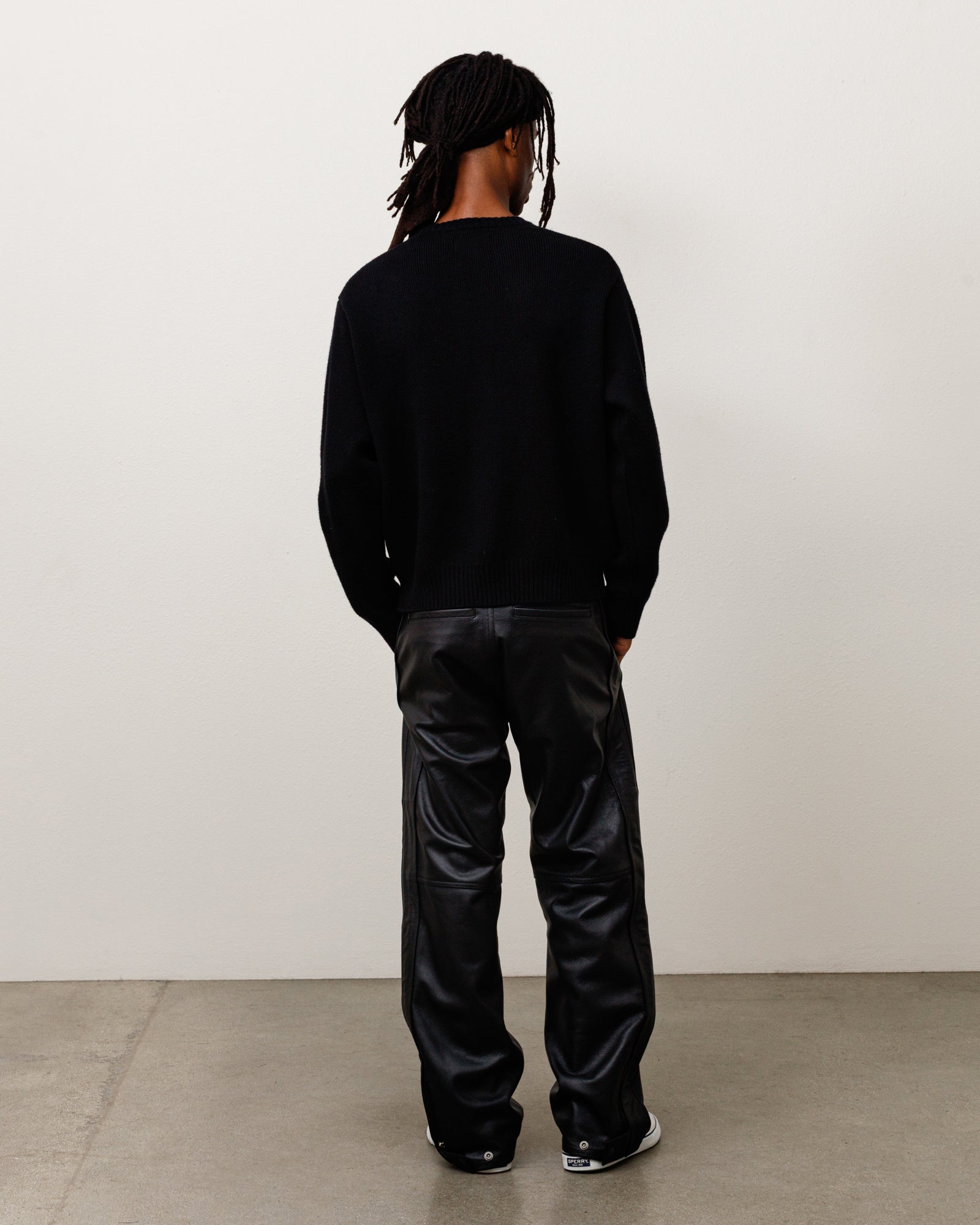 Striped Hibiscus Sweater Unisex Long Sleeve In Black
