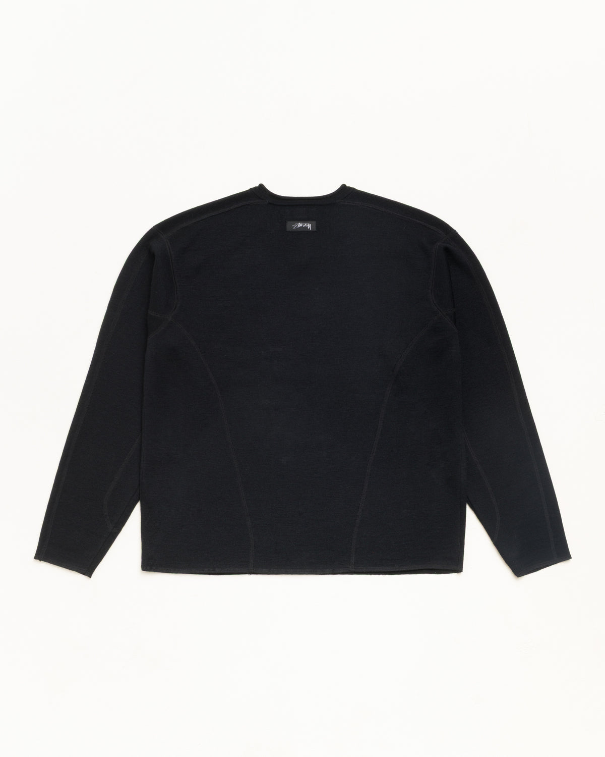 Wave Knit Sweater Unisex Long Sleeve In Black