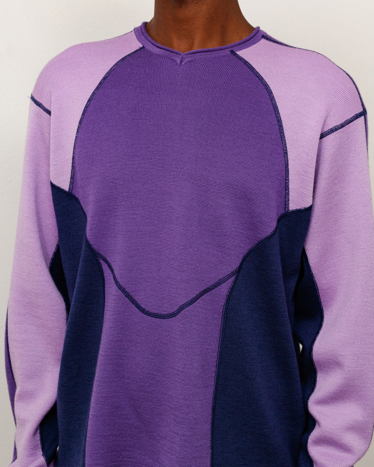 Wave Knit Sweater Unisex Long Sleeve In Lavender