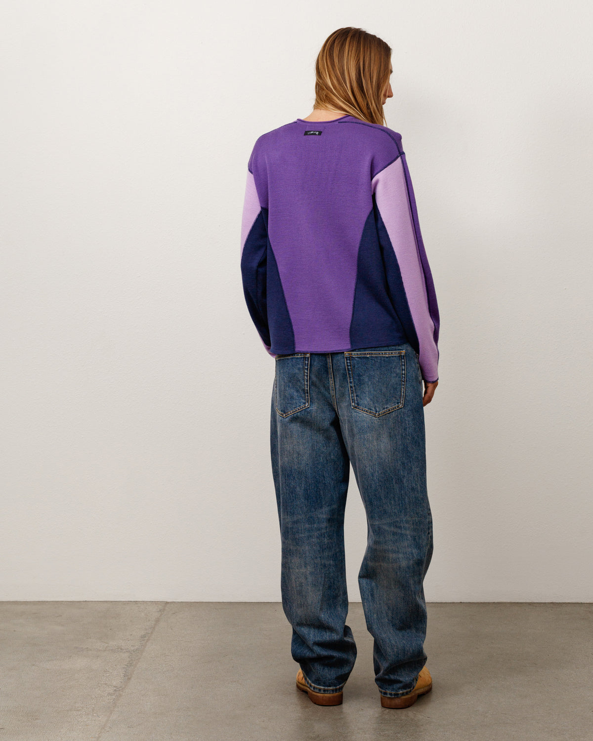 Wave Knit Sweater Unisex Long Sleeve In Lavender