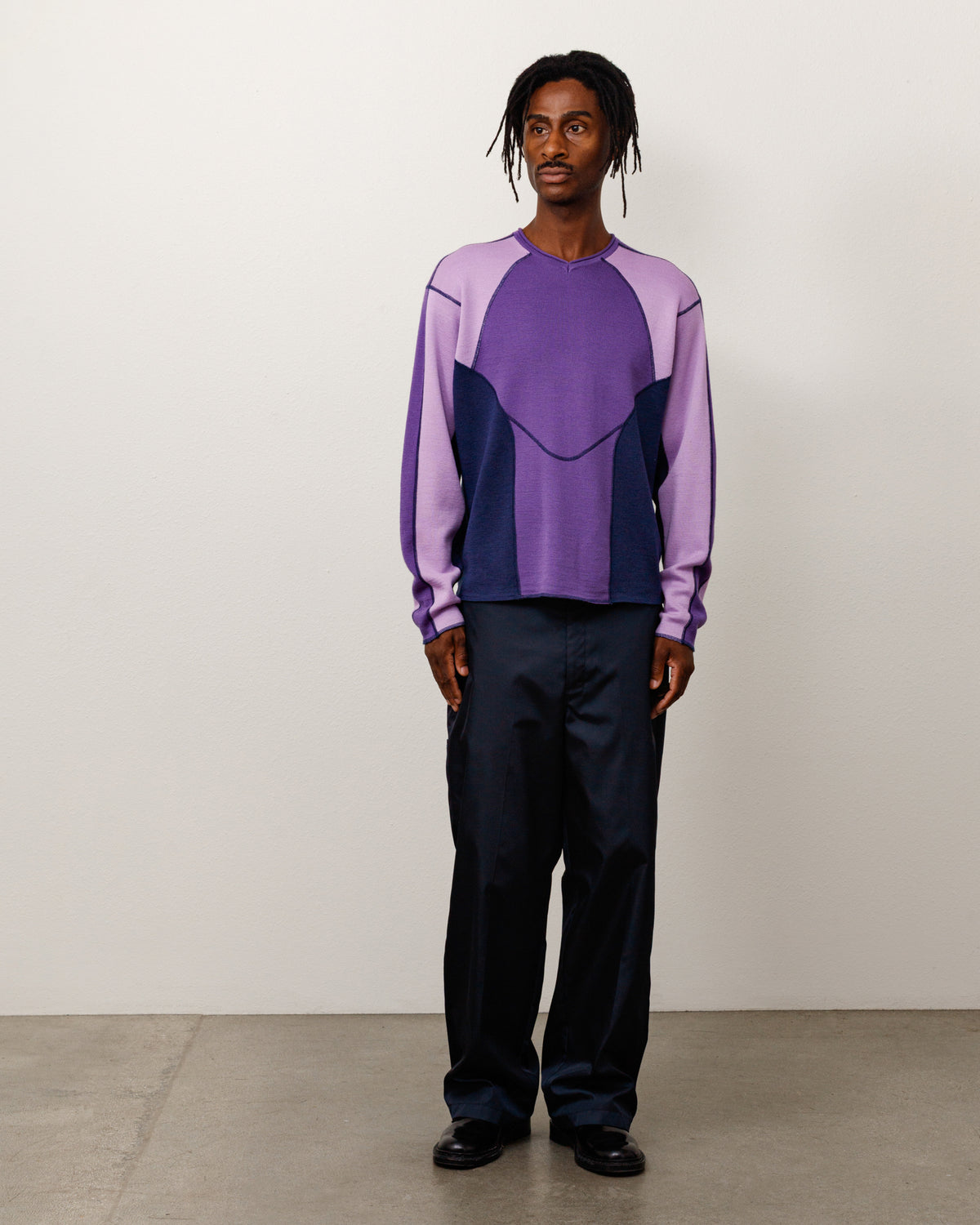 Wave Knit Sweater Unisex Long Sleeve In Lavender