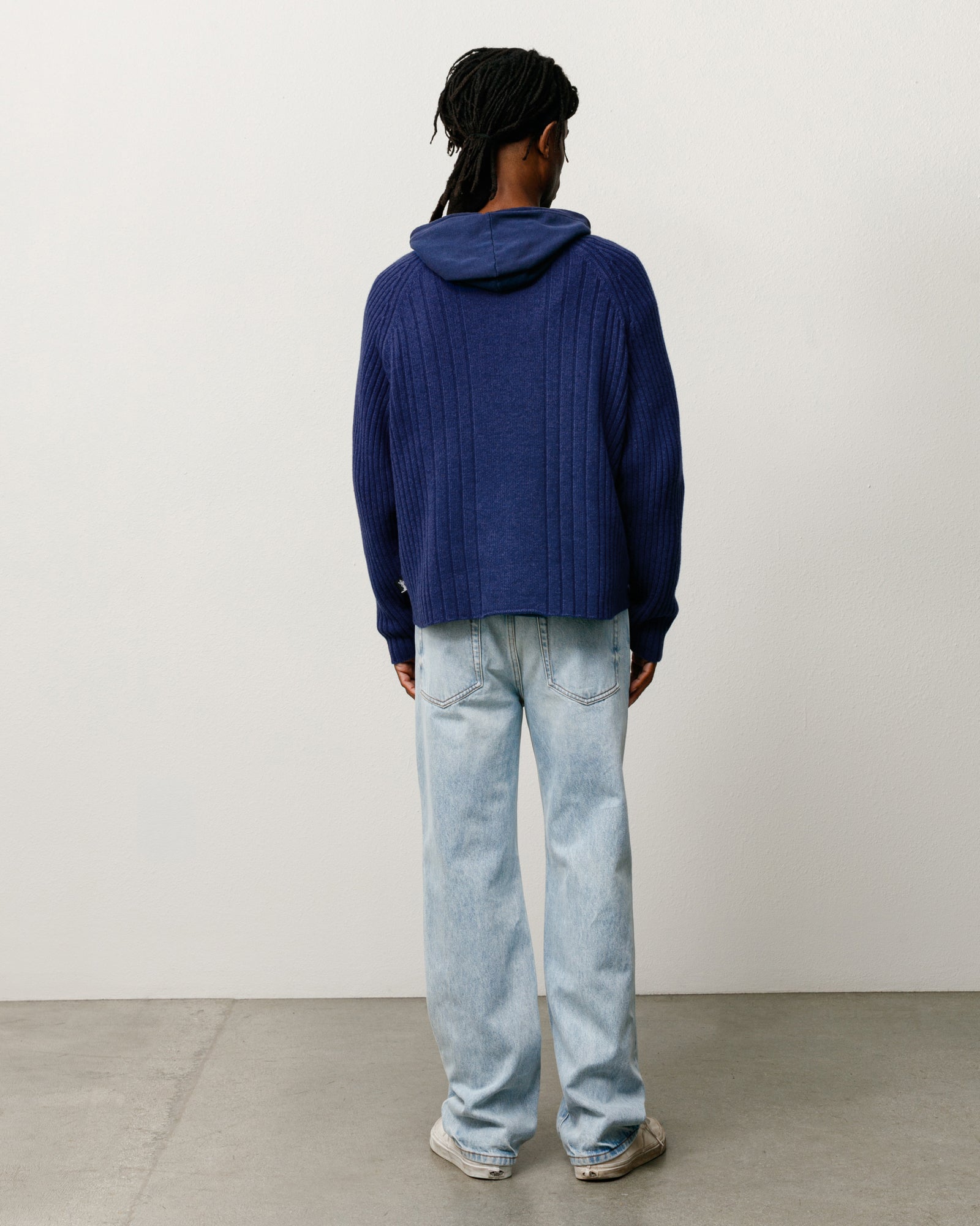 Merino Roll Neck Sweater Unisex Long Sleeve In Blue
