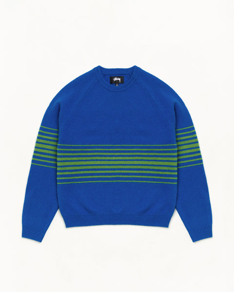 Shadow Stripe Raglan Sweater Unisex Long Sleeve In Blue
