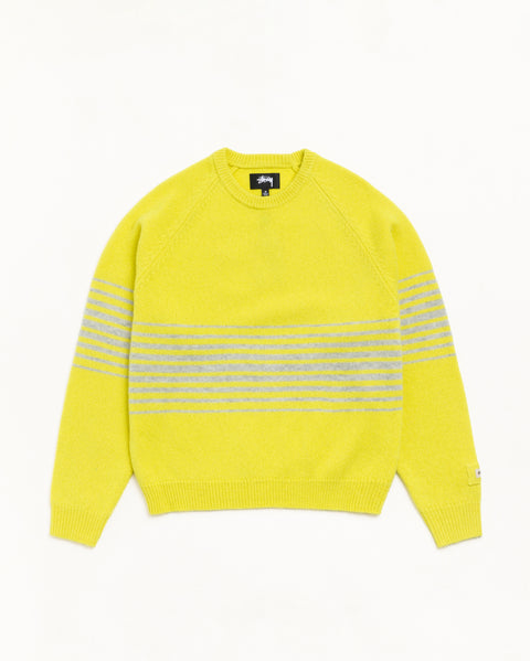 Shadow Stripe Raglan Sweater Unisex Long Sleeve In Lemon