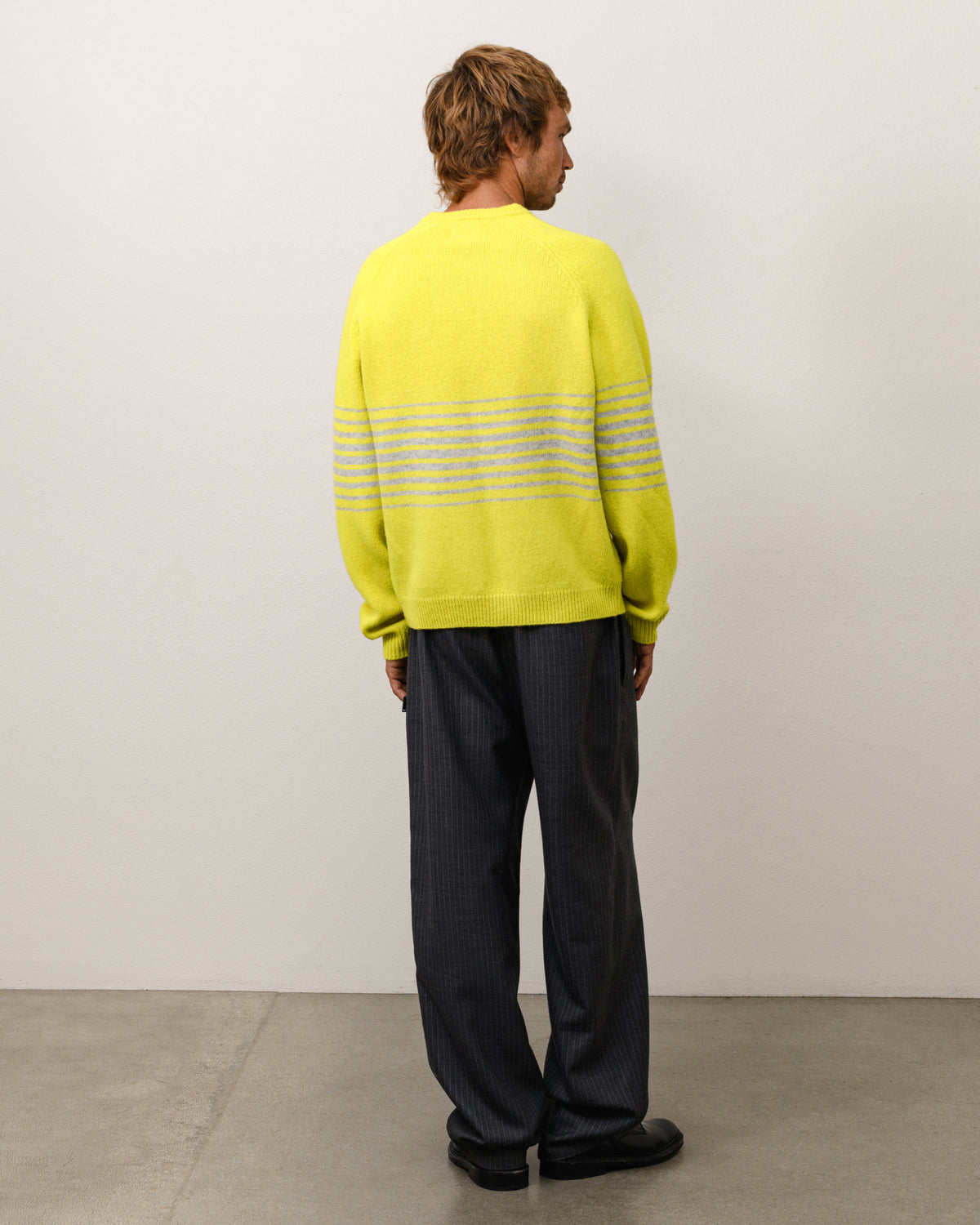 Shadow Stripe Raglan Sweater Unisex Long Sleeve In Lemon