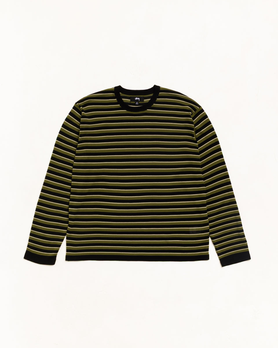 Lightweight Stripe Sweater Unisex Long Sleeve In Black
