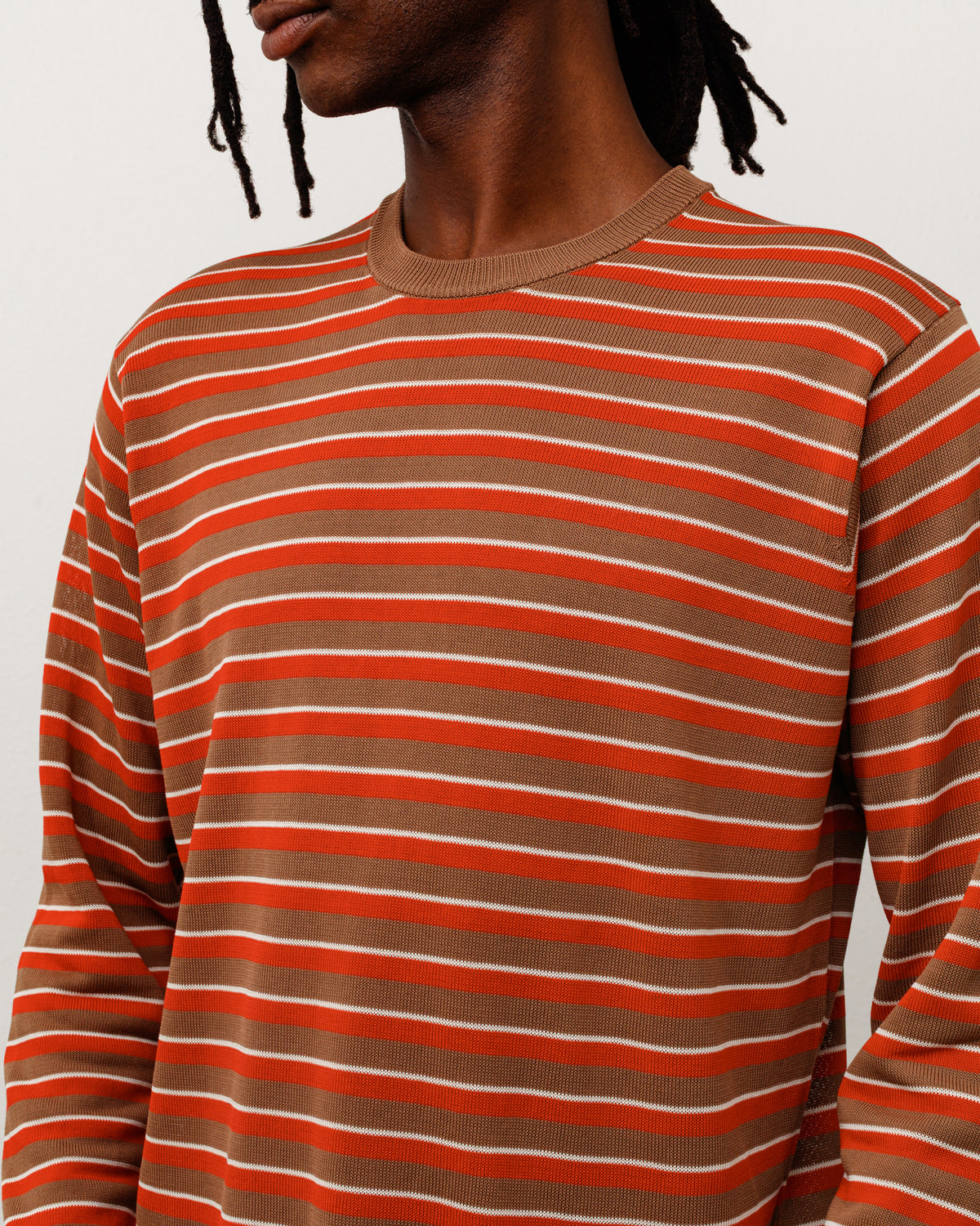 Lightweight Stripe Sweater Unisex Long Sleeve In Red