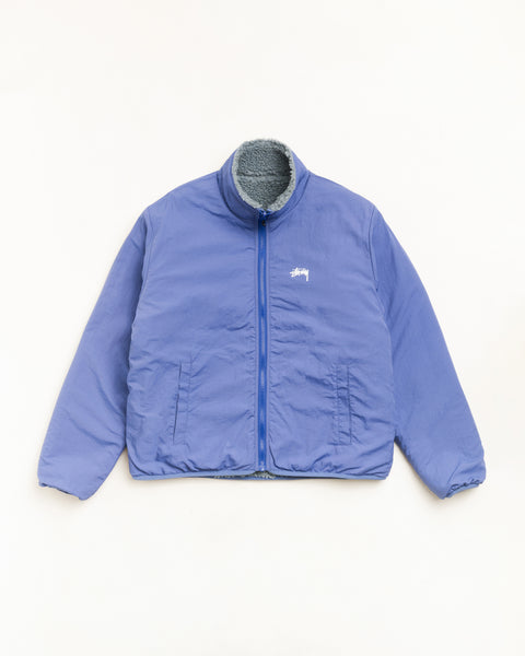 Sherpa Reversible Jacket Unisex Long Sleeve In Bluestone