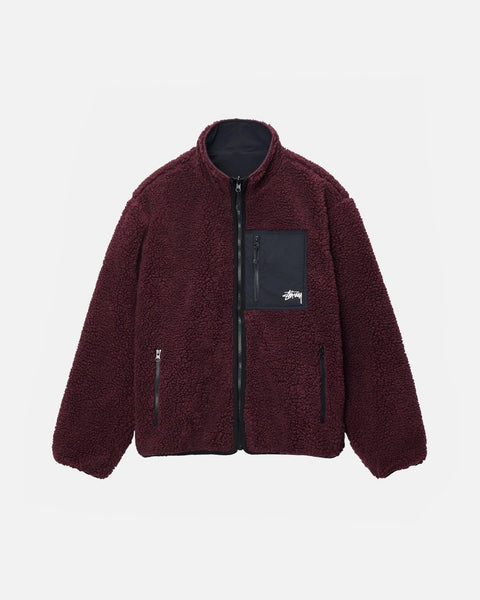 Stüssy Sherpa Reversible Jacket Burgundy Sweats