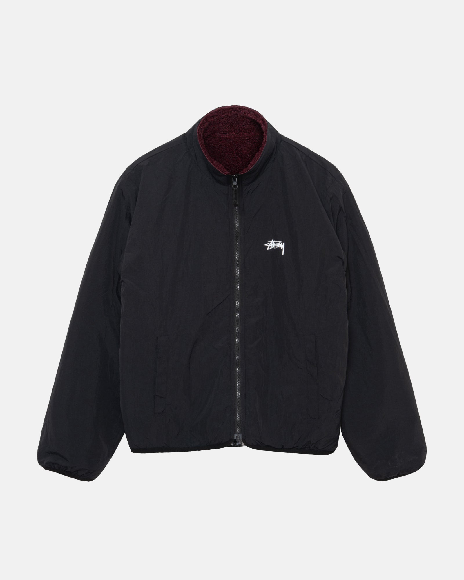 Stüssy Sherpa Reversible Jacket Burgundy Sweats