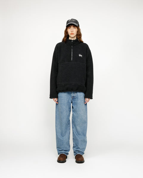 Stüssy Half Zip Mock Polar Fleece Black Sweats | hero:hover:collection:new-arrivals,outerwear,all