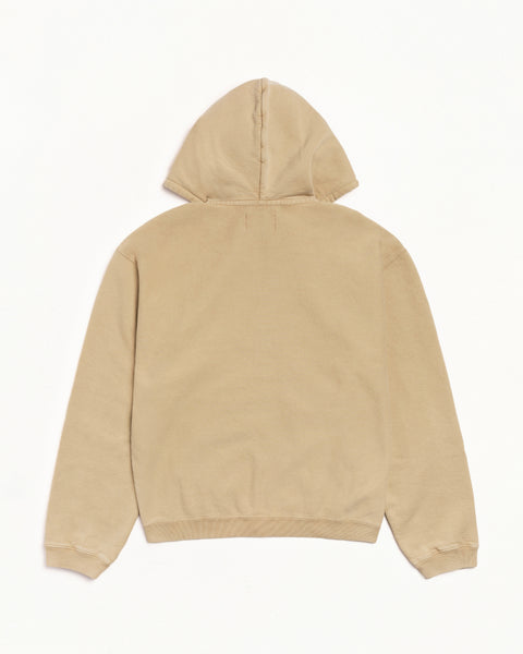 Faded Graphic Zip Hood Mens Long Sleeve In Washed Beige